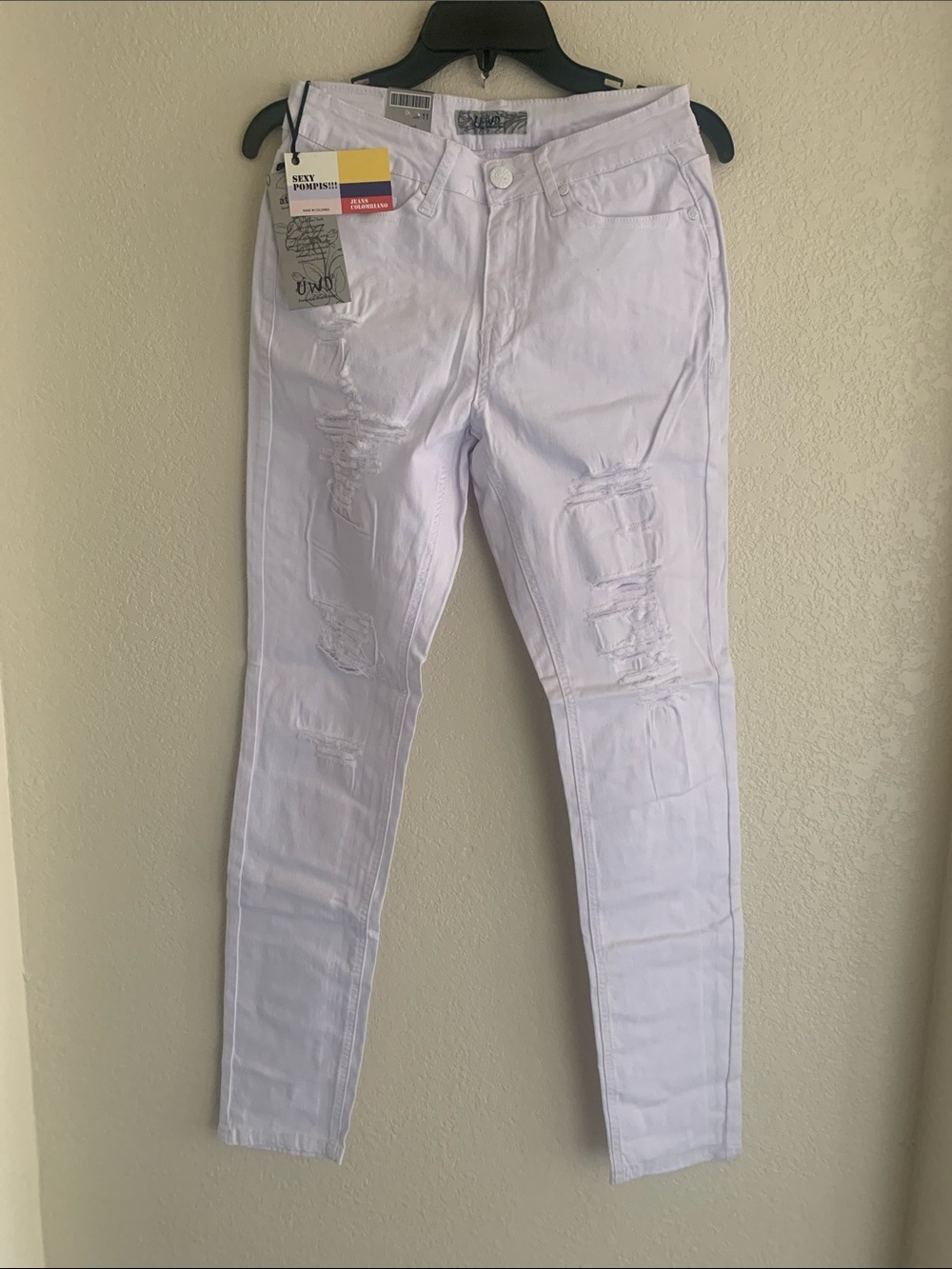 Women’s Distressed White Jeans - Slim Fit Size 11